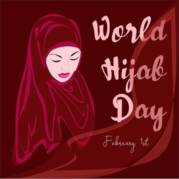 Vector día mundial del hiyab el 1 de febrero celebración del día internacional y diseño de saludo