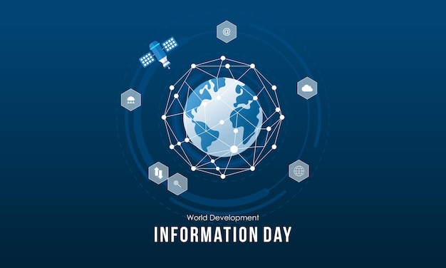 Día Mundial de la Información sobre el Desarrollo. Ilustración de icono de información de tecnología