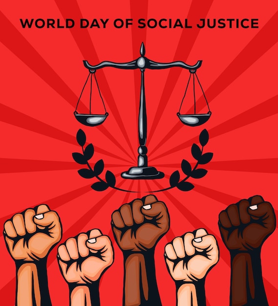 Día mundial de la justicia social de diseño vectorial