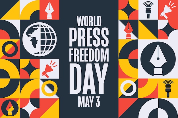 Día mundial de la libertad de prensa 3 de mayo concepto de vacaciones plantilla para cartel de tarjeta de banner de fondo con inscripción de texto vector eps10 ilustración