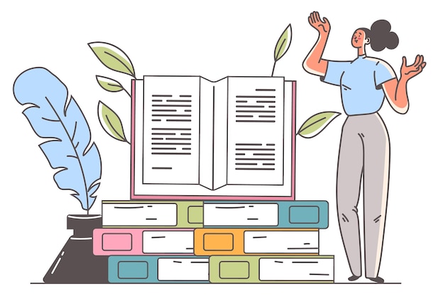 Día mundial de la literatura poética, narración de poemas, concepto de escritura autor escritor educación
