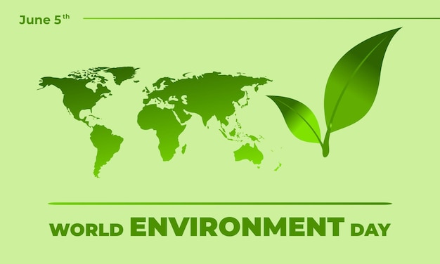 Día Mundial del Medio Ambiente Diseño vectorial verde Ilustración vectorial y texto
