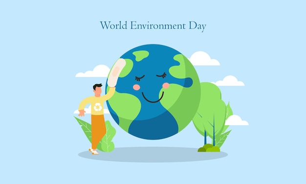 Vector día mundial del medio ambiente en la ilustración de la naturaleza.