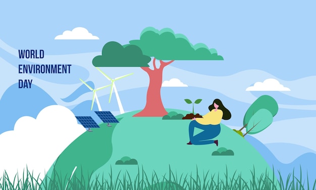 Día mundial del medio ambiente en la ilustración de la naturaleza.
