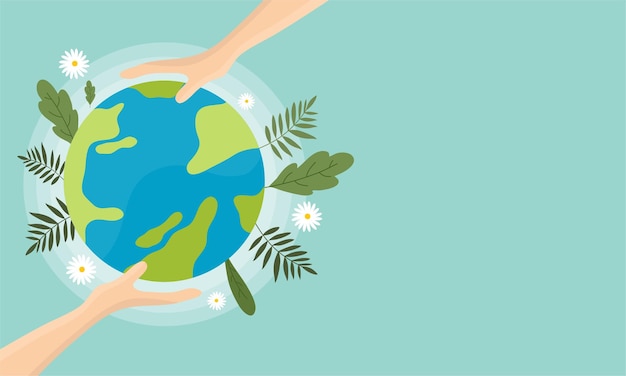 Vector día mundial del medio ambiente con vector de ilustración de concepto de tierra verde