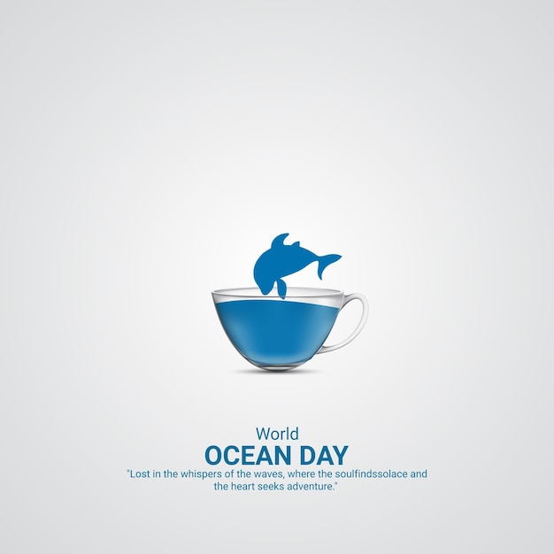 Día Mundial de los Océanos Diseño de anuncios creativos para el Día Mundial del Océano 8 de junio Ilustración vectorial de pancartas 3D