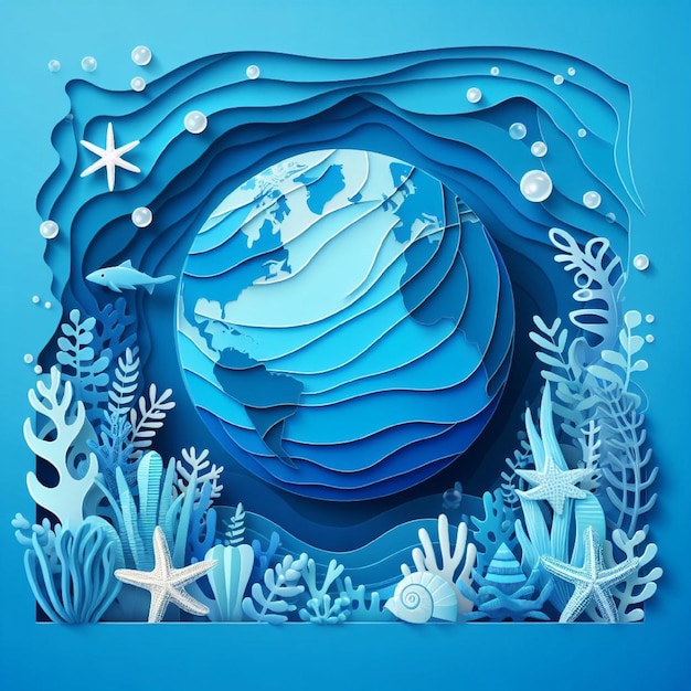 Vector día mundial de los océanos