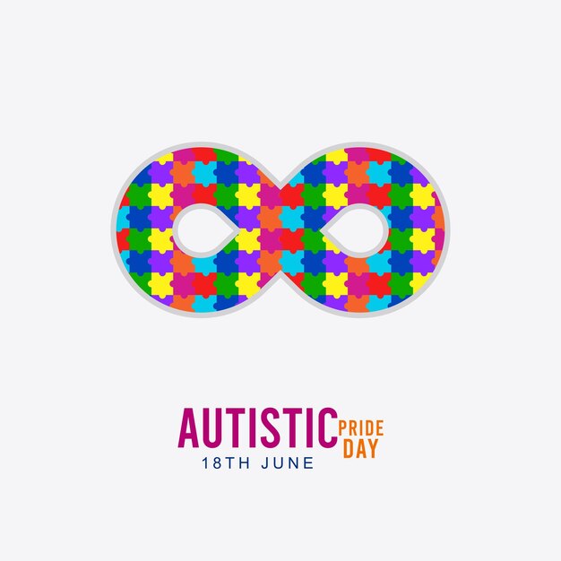 Día Mundial del Orgullo Autista Tarjeta de cartel 18 de junio Día del Orgullio Autista Cartel Ilustración vectorial