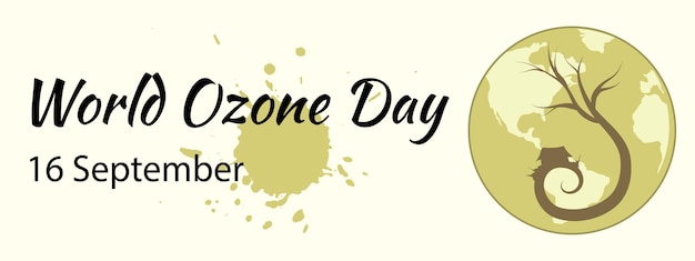 Día mundial del ozono y banner de concepto ecológico.