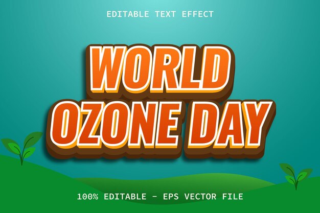 Día mundial del ozono con efecto de texto editable de estilo de dibujos animados