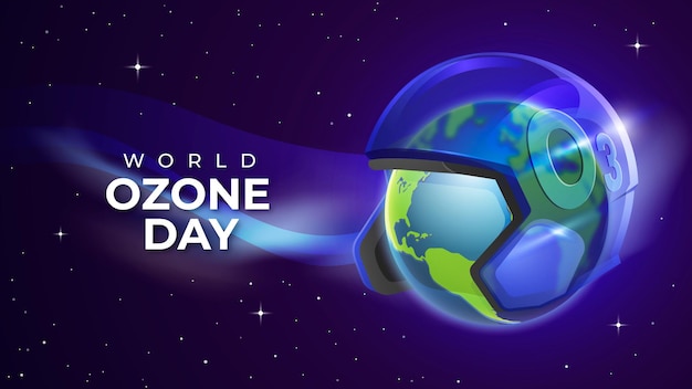 Día mundial del ozono realista con el casco transparente