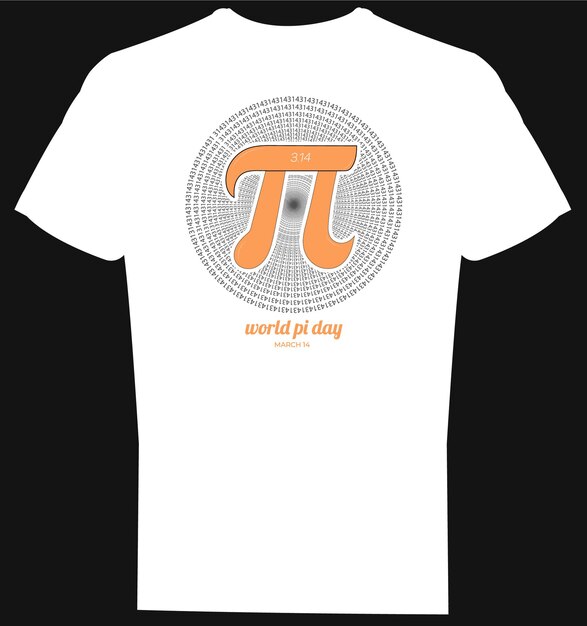 Día Mundial del Pi 14 de marzo 314 Símbolo vectorial del icono Pi con diseño de camiseta de tipografía redonda