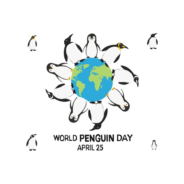 Vector día mundial del pingüino ilustración vectorial