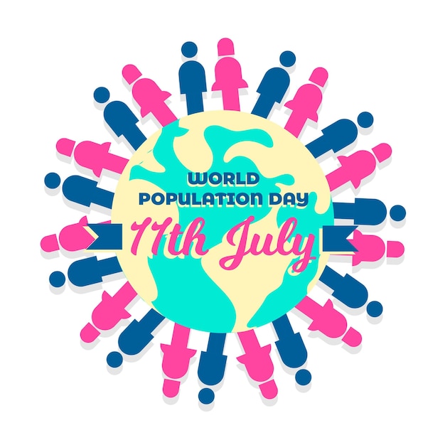 Vector día mundial de la población 11 de julio cartel vector ilustración plana diseño gráfico