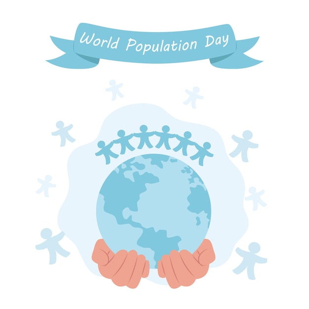 Día Mundial de la Población, en estilo plano