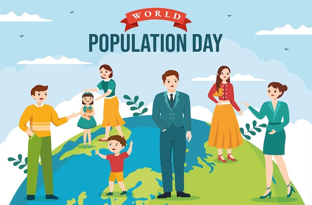 Vector día mundial de la población ilustración vector tierra