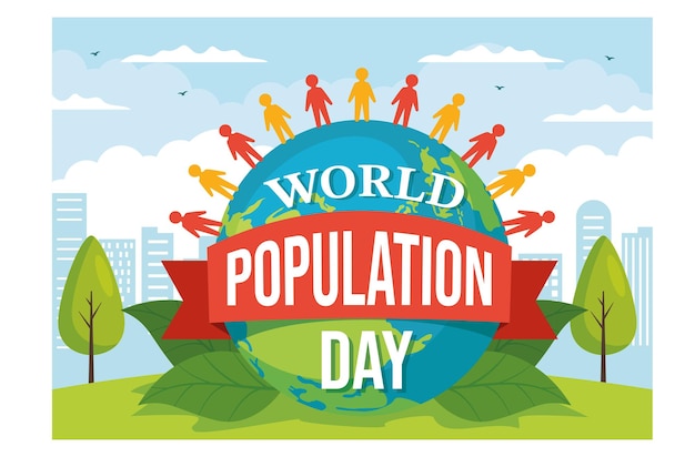 Día Mundial de la Población Ilustración Vector Tierra