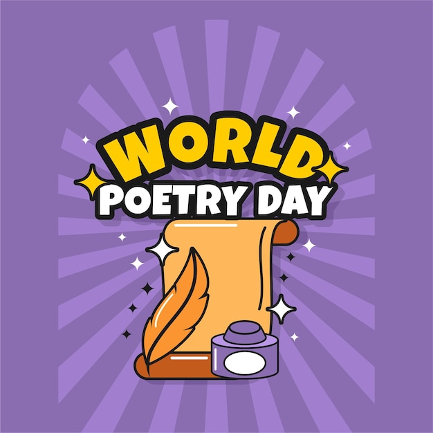 Día Mundial de la Poesía Diseño vectorial de estilo retro