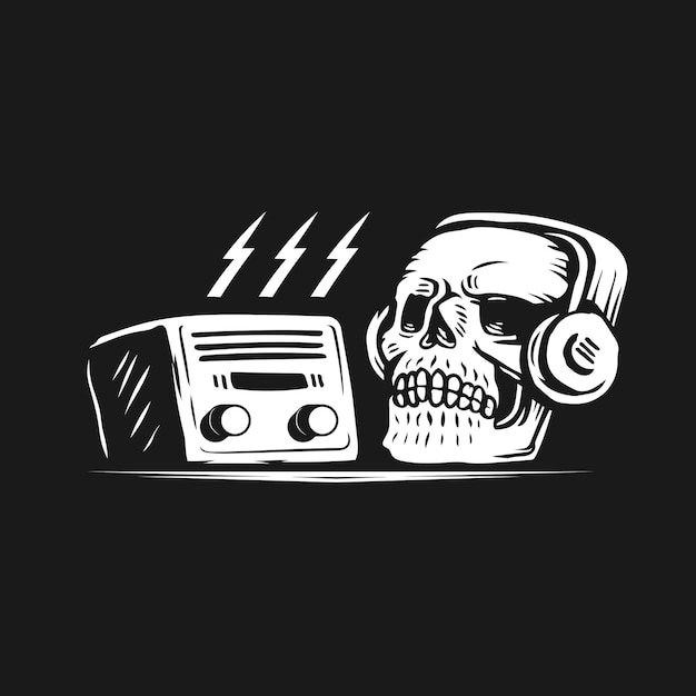 Vector día mundial de la radio con el concepto de diseño de calavera.