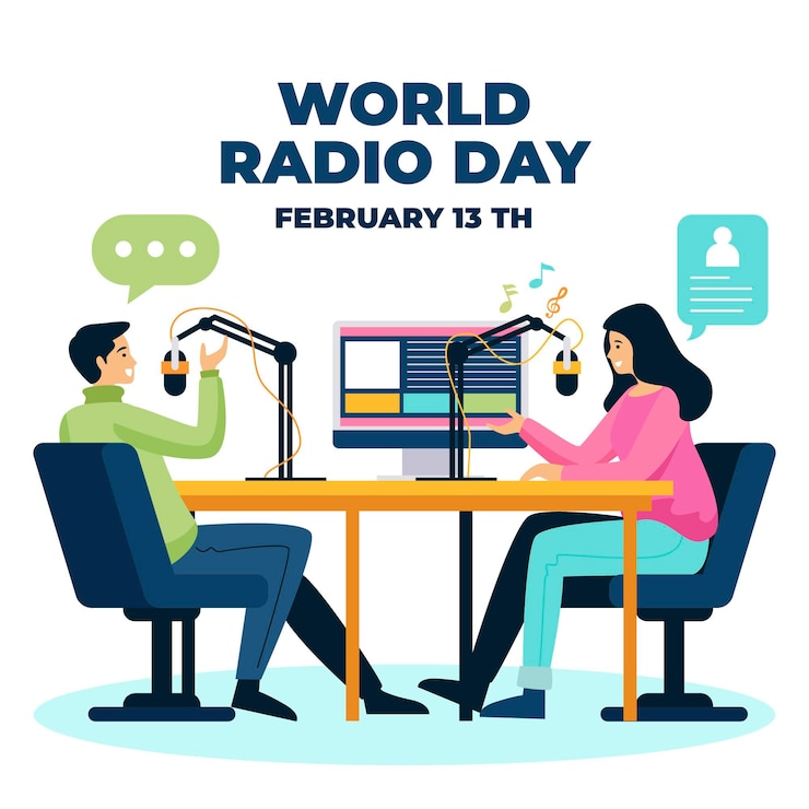 Vector día mundial de la radio del diseño plano