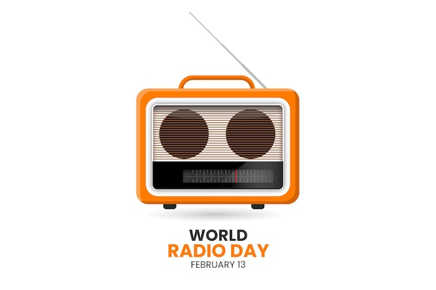 Vector día mundial de la radio vectorial con ilustración realista del concepto de diseño de radio en estilo plano, aislado en