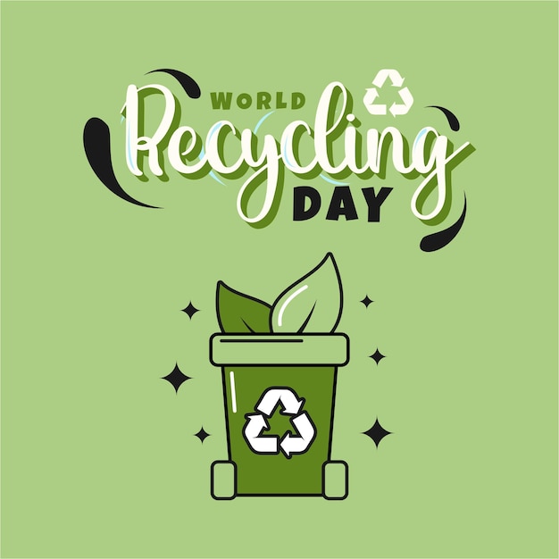 Día Mundial del Reciclaje Diseño vectorial de estilo retro