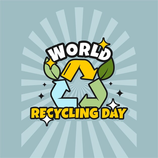 Día Mundial del Reciclaje Diseño vectorial de estilo retro