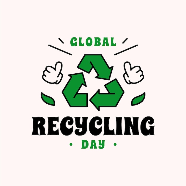 día mundial del reciclaje con estilo de dibujos animados groovy y retro