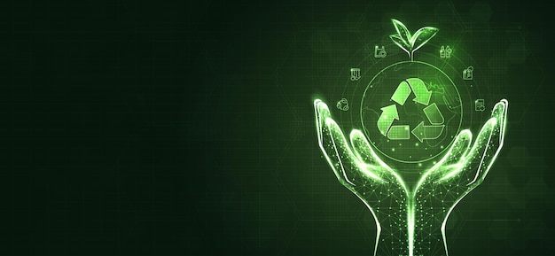 Día mundial del reciclaje con íconos de reciclaje en sostenibilidad ambiental símbolo de reciclado de contenedores botellas de plástico y reducción de las emisiones de carbono proteger el medio ambiente reduciendo el vector de residuos