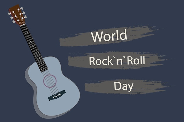 Día mundial del rock and roll guitars head con saludo para el día mundial del rock and roll
