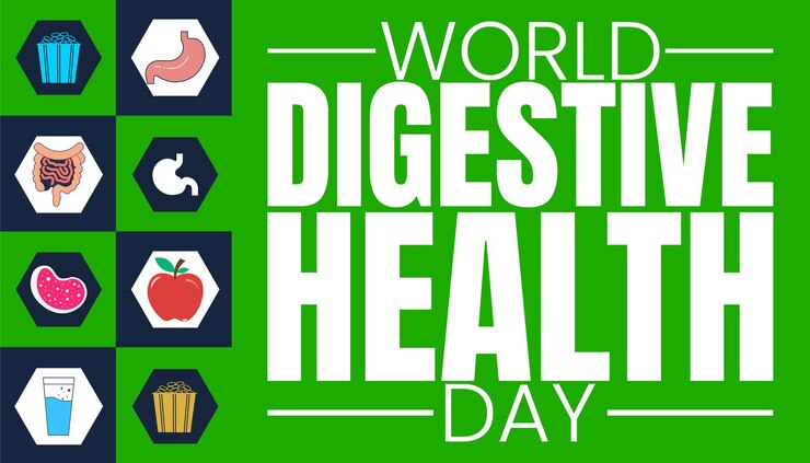 Vector día mundial de la salud digestiva la salud intestinal es la salud en su totalidad