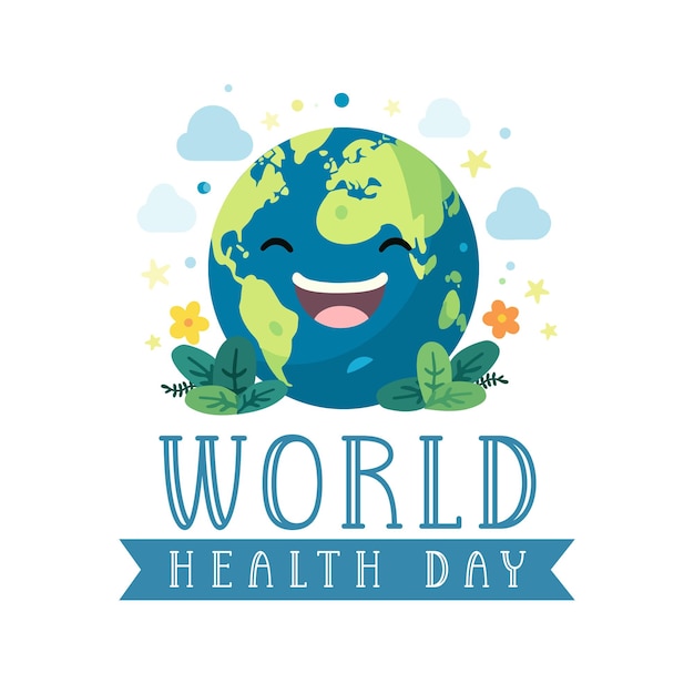 Día Mundial de la Salud con el diseño de fondo de Smiley Earth