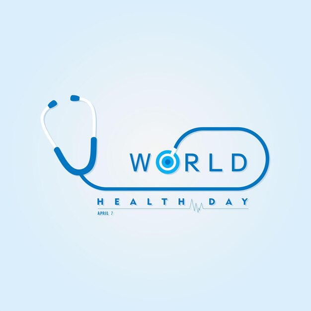 Día mundial de la salud Diseño de texto de concepto del día mundial de la salud con estetoscopio médico