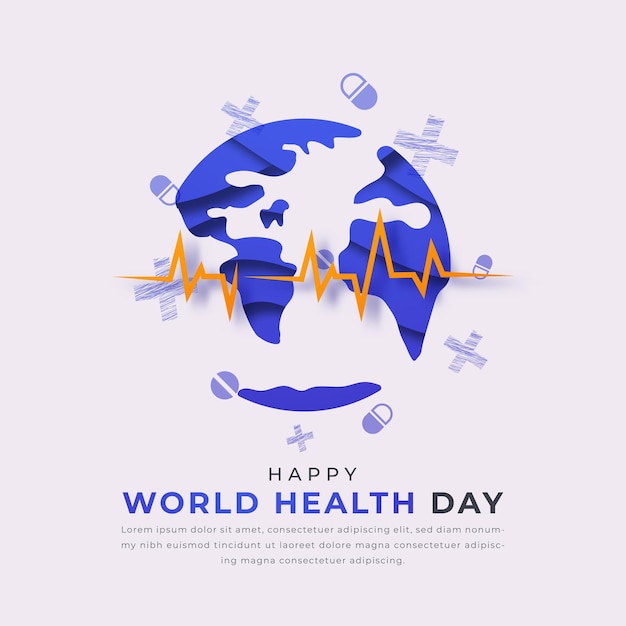 Vector día mundial de la salud estilo de corte de papel diseño ilustración para fondo cartel banner publicidad