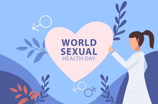 Vector día mundial de la salud sexual con el médico.