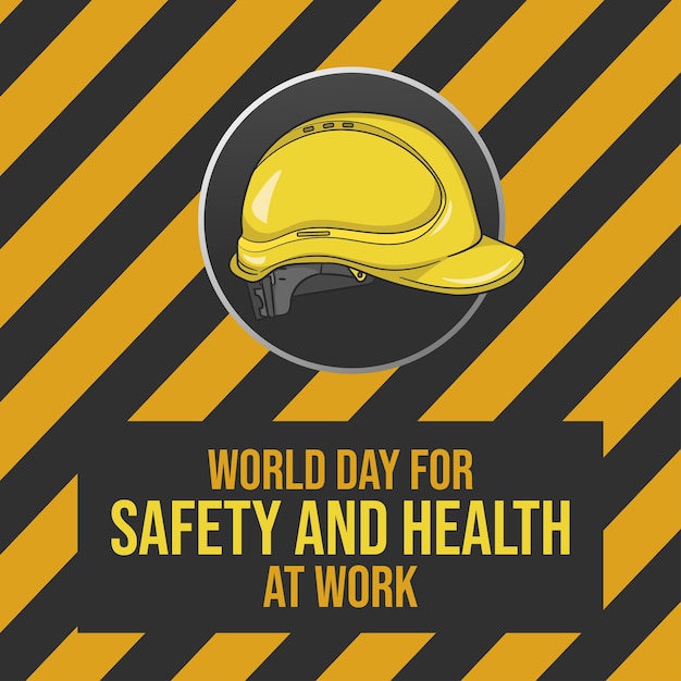 Vector día mundial de la seguridad y la salud en el trabajo plantilla de concienciación sobre la seguridad en el trabajo