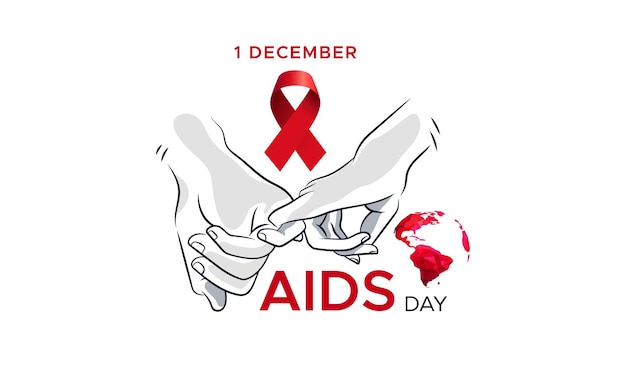 Día Mundial del SIDA 1 de diciembre Prevención del SIDA Concienciación sobre la prevención del SIDA Elemento de la cinta roja Ayudas para el cuidado