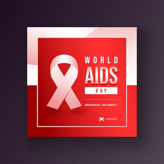Día mundial del sida diseño fondo de cinta roja de conciencia realista ilustración vectorial editable