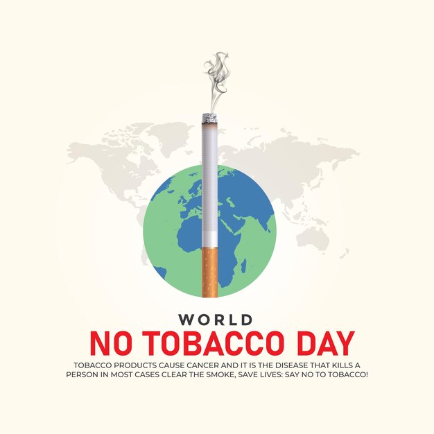 Día Mundial Sin Tabaco: El diseño de anuncios creativos para el Día Mundial sin Tabaco 31 de mayo Ilustración 3D vectorial