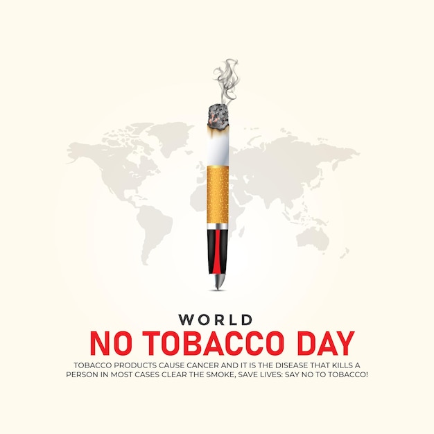 Día Mundial Sin Tabaco: El diseño de anuncios creativos para el Día Mundial sin Tabaco 31 de mayo Ilustración 3D vectorial