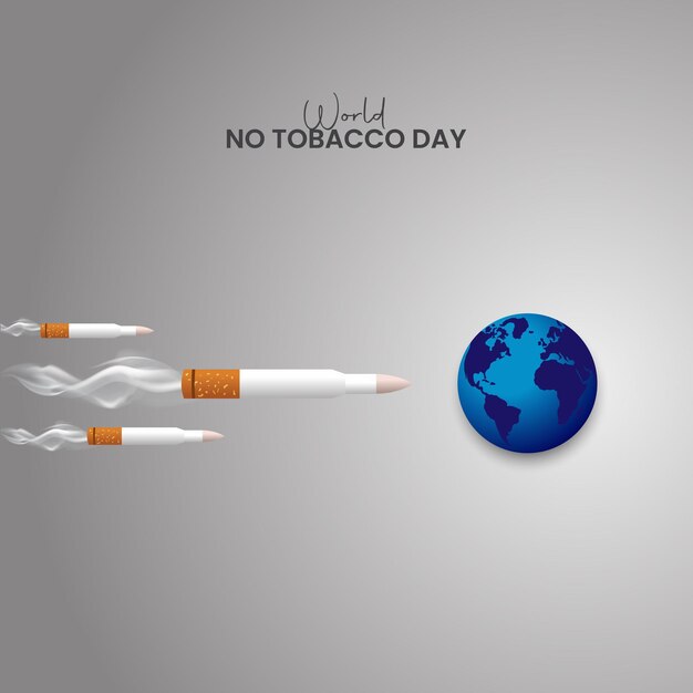 Día Mundial sin Tabaco No se prohíbe el cigarrillo No se fuma diseño creativo Ilustración en 3D