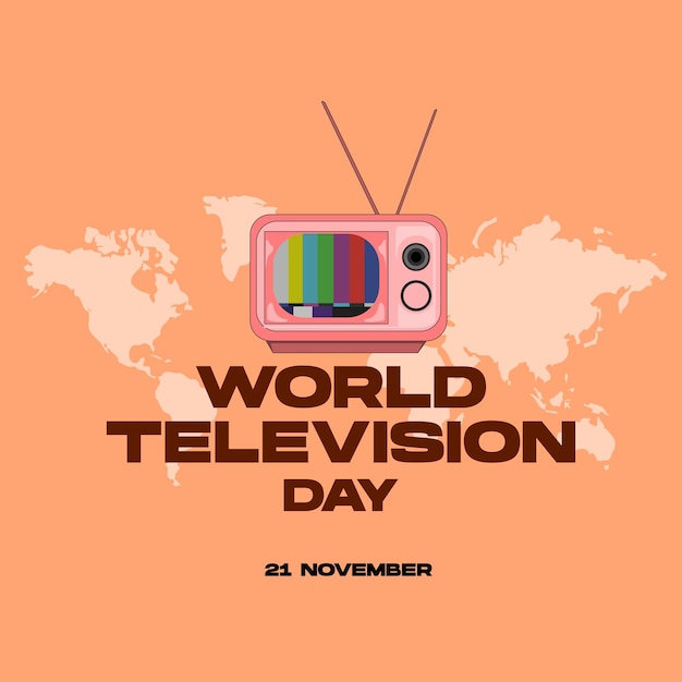 Día mundial de la televisión 21 de noviembre Ilustración vectorial. Para afiches, pancartas, tarjetas de invitación