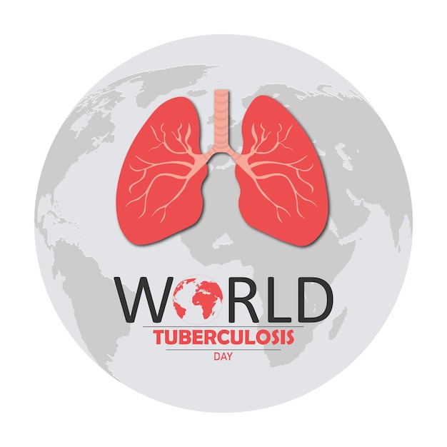 Día mundial de la tuberculosis con diseño de pulmones, ilustración vectorial.