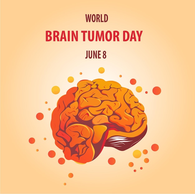 Día Mundial del Tumor Cerebral 8 de junio Concepto de vacaciones Plantilla para cartel de tarjeta de banner de fondo con inscripción de texto Ilustración vectorial