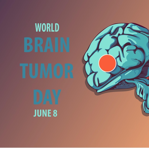 Día Mundial del Tumor Cerebral 8 de junio Concepto de vacaciones Plantilla para cartel de tarjeta de banner de fondo con inscripción de texto Ilustración vectorial