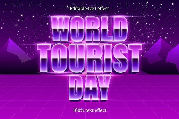 Día mundial del turismo efecto de texto editable orzuelo retro