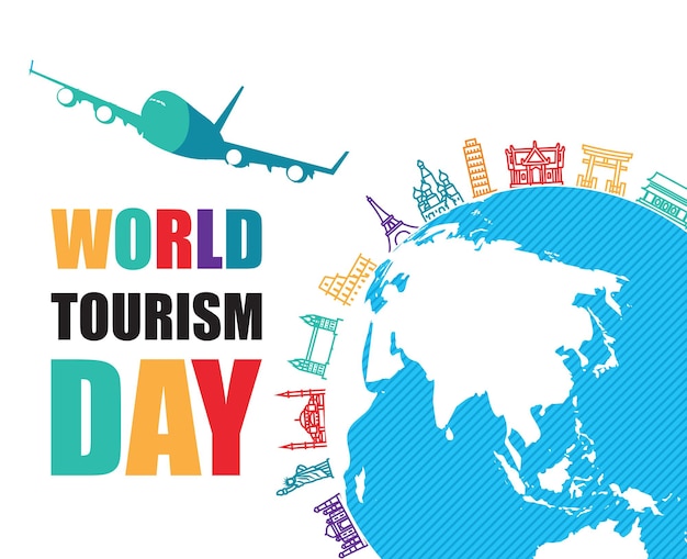 Día mundial del turismo, punto de referencia de viajes y transporte.