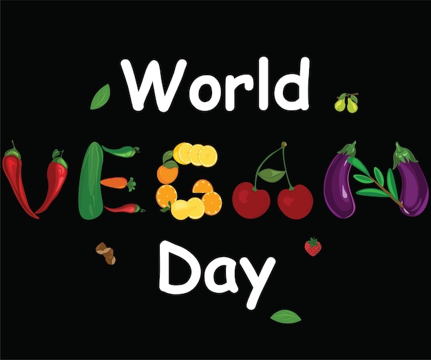 Vector día mundial del vegano