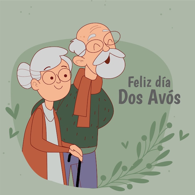 Día nacional de los abuelos de diseño plano con pareja de ancianos