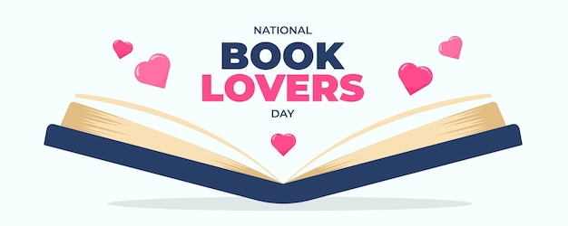 Vector día nacional de los amantes del libro el 09 de agosto vector de diseño de plantilla de banner horizontal de fondo de banner